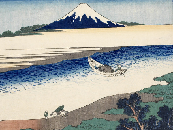 Katsushika Hokusai, Il fiume Tama nella provincia di Musashi, Dalla serie Trentasei vedute del monte Fuji, 1830-1832 circa, Silografia policroma, 24.4 x 37.5 cm, Honolulu Museum of Art | Courtesy of Palazzo Reale, Milano 2016