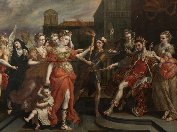 Maerten de Vos (1532 - 1603), <em>La Calunnia di Apelle</em>, 1594-1603 circa, Olio su pannello, 180.1 x 113.3 cm | © Collezione privata, In prestito alla Rubenshuis, Anversa