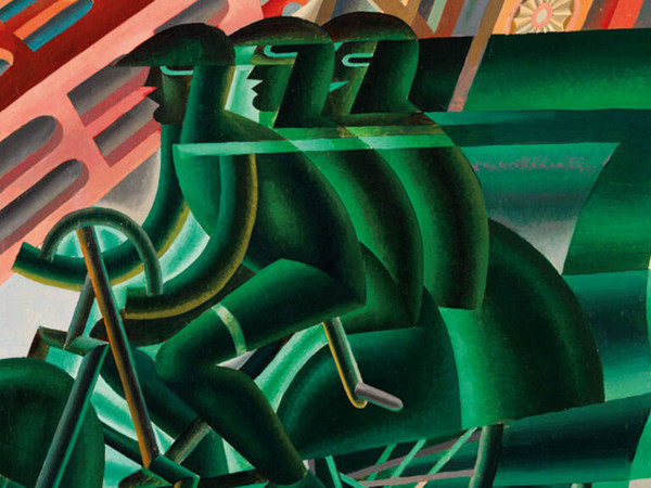 Fortunato Depero, Ciclista attraverso la città, 1945, Mart - Museo di arte moderna e contemporanea di Trento e Rovereto, Fondo Depero