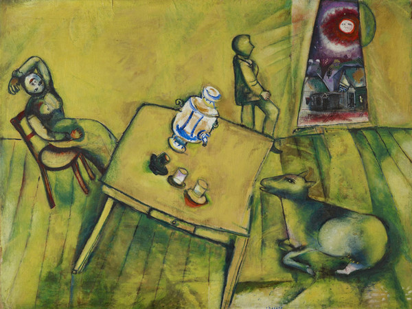 <span>Marc Chagall, <em>La Chambre Jaune</em>, 1911, olio su tela, <span>84.2 x 112 cm, Fondation Beyeler, <span>Riehen, Basel</span></span></span>