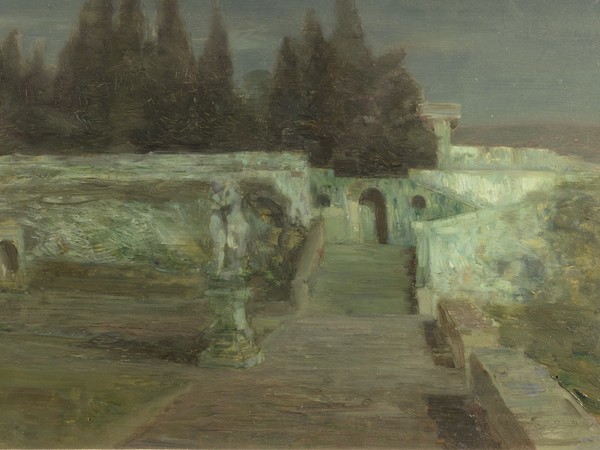 Beppe Ciardi, Plenilunio, 1900 circa, Olio e matita su tavola, 49.3 x 29.4 cm, Fondazione Musei Civici di Venezia, Galleria Internazionale d'Arte Moderna di Ca'Pesaro