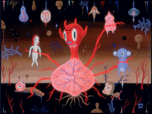 The Devil, pp. 354-355, Gary Baseman, Devil Heart, 2005, Acrilico su tavola, 1 x 46 cm | Courtesy of the Artist