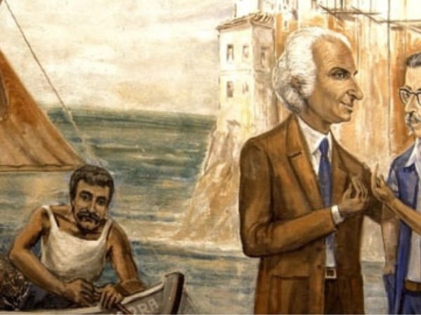 Giavini da Varese ritrae Nani Razetti ed il sindaco Evasio Pascale, 1981