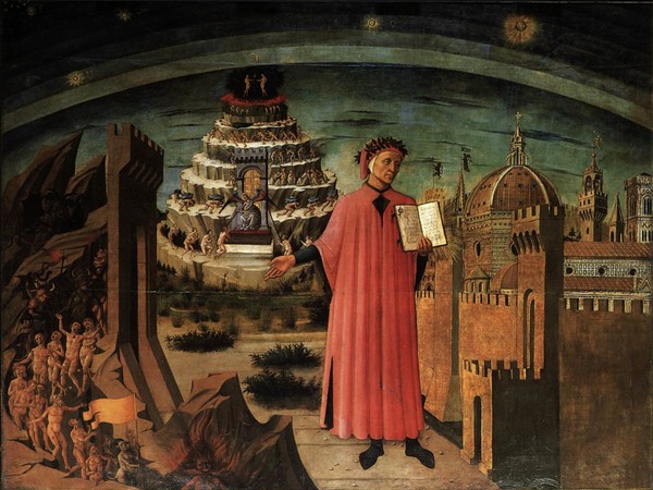 Domenico di Michelino, Dante e il suo poema, 1465. Affresco nella Cattedrale di Santa Maria del Fiore, Firenze.