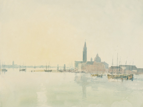 Joseph Mallord William Turner, San Giorgio Maggiore - Early Morning, 1819, Acquerello su carta, 287 x 223 mm, Tate, Accepted by the Nation as part of the Turner Bequest 1856 | Courtesy of Chiostro del Bramante 2018