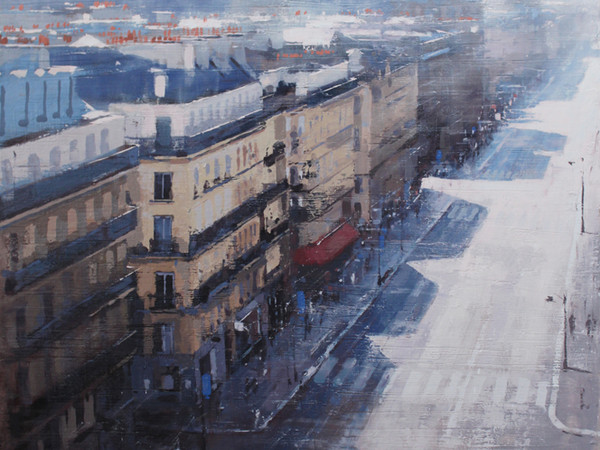 Claudio Cionini, Parigi, Rue de Rivoli, 2022, acrilico su tela, 120x100 cm.