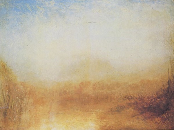 Joseph Mallord William Turner, Paesaggio con fiume e montagna in lontananza, 1840-1850 ca., olio su tela. Liverpool, Liverpool Museums - Walker Art Gallery