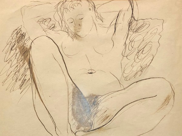 Mario Mafai, Nudo sdraiato, 1935, Tecnica mista su carta, 21 x 28 cm, Collezione privata