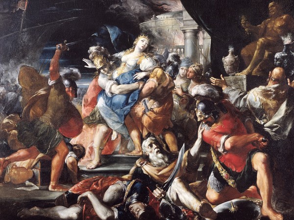 Giovan Gioseffo Dal Sole, Morte di Priamo, olio su tela, cm. 113x154