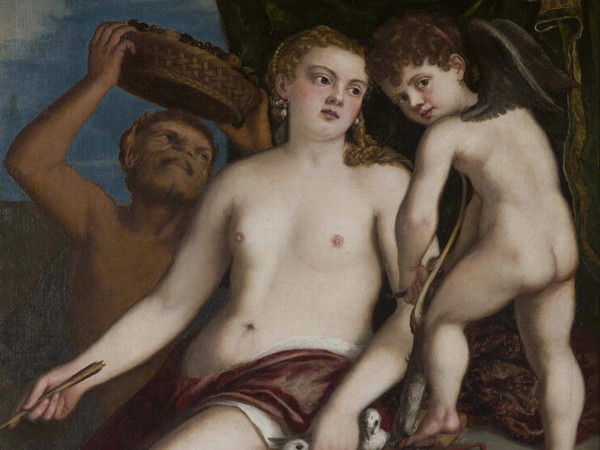 Tiziano Vecellio, Venere, Amore e un Satiro, Olio su tela, 117 × 110 cm, Roma, Galleria Borghese | © Galleria Borghese