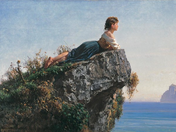 Filippo Palizzi, Fanciulla sulla roccia a Sorrento, 1871. Olio su tela, cm 54,8x79,5. Fondazione Internazionale Balzan