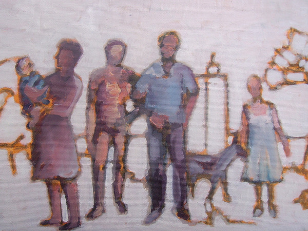 Alfonso Cannavacciuolo, Composizione familiare, 20x30, olio e acrilico su tela