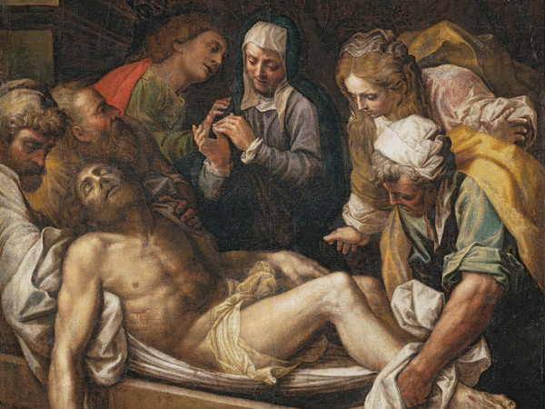 Vincenzo Campi da Lattanzio Gambara, Deposizione di Cristo nel sepolcro, Olio su tela, 210 × 147 cm, 1580-1590 circa, Firenze, Gallerie degli Uffizi, Galleria Palatina e Appartamenti Reali, Provenienza: Pisa, Santo Stefano dei Cavalieri, fino al 1818; Pisa, Palazzo Reale, 1818