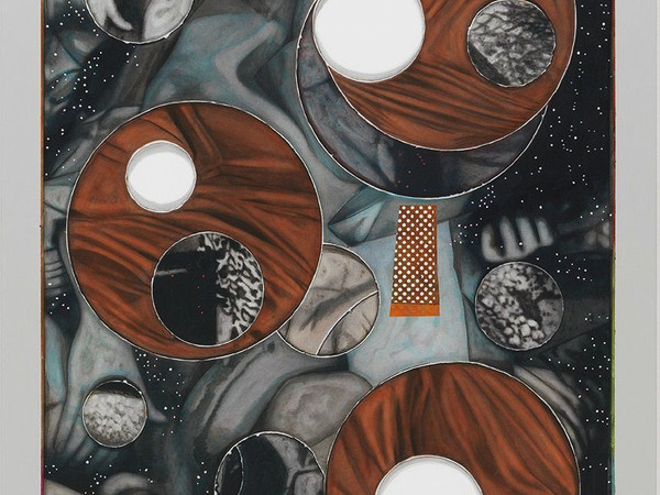 Luigi Carboni, Altri mondi, 2014, acrilico, inchiostro e olio su tela, 200 x 150 cm (part.)
