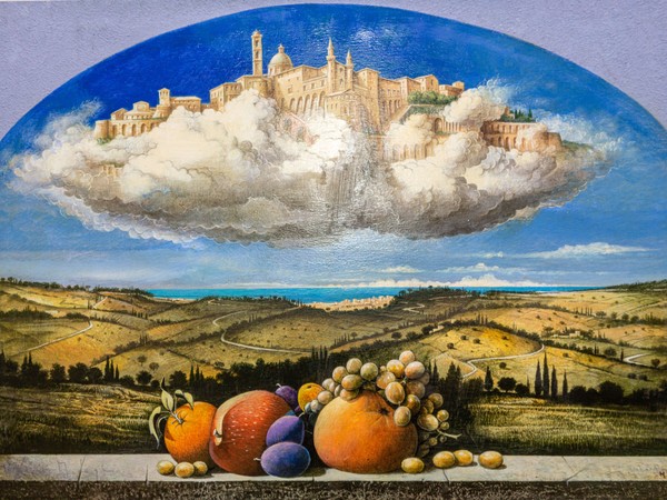 Mario Logli, Viaggio al mare. Olio e acrilico su tela, 68x97 cm. Collezione Logli