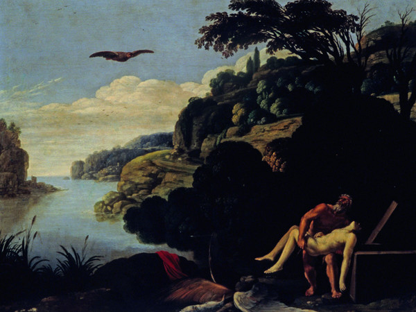 Carlo Saraceni, Seppellimento di Icaro. Olio su rame, cm 40 x 52,5. Napoli, Museo Nazionale di Capodimonte