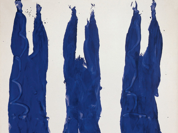 Yves Klein, Anthropométrie sans titre (ANT 89), 1961, Dry pigment and synthetic resin on paper mounted on canvas, 87 x 59 1/2 inches / 221 x 151 cm | © Yves Klein, ADAGP, Paris/DACS, London - Courtesy of Gagosian Gallery Grosvenor Hill, London