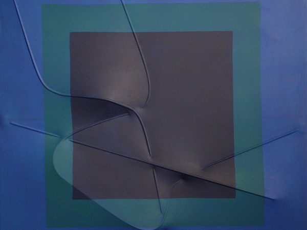 Agostino Bonalumi, Blu, 2000, tela estroflessa e tempera, cm. 100X100