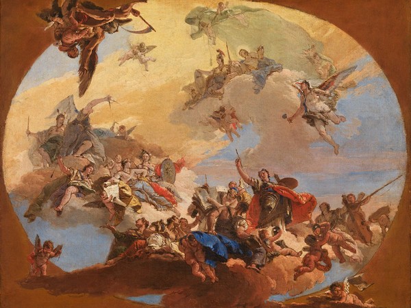 Giambattista Tiepolo, <em>Trionfo delle arti e delle scienze</em>, 1731 circa, Olio su tela, 55.5 x 72 cm, Lisbona, Museu Nacional de Arte Antiga | © MNAA/DGPC/ADF, Luísa Oliveira<br />