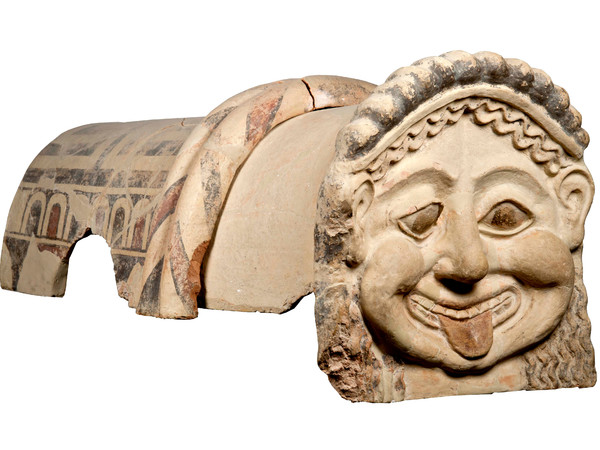 Gorgon Antefix, Terracotta roof ornament with head of a gorgon, Gela, Sicily, c. 500 BC | Courtesy of Museo Archeologico Regionale Di Agrigento © Regione Siciliana