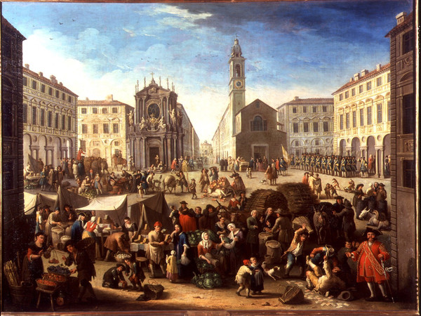 Giovanni Michele Graneri, Piazza S. Carlo con mercato (1752). Torino, Palazzo Madama. Esposto alla Mostra sul Barocco Piemontese, Torino 1963