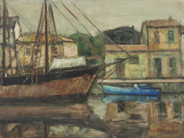 Alfredo Catarsini, Canale Burlamacca, 1954, olio su tela
