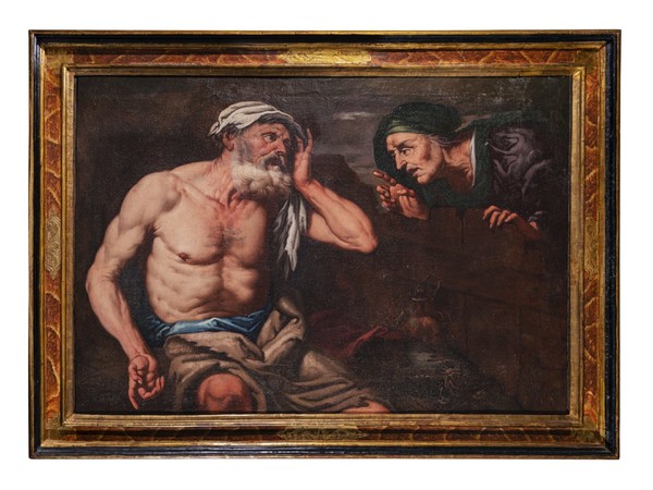Giovan Battista Langetti, Giobbe rimproverato dalla moglie, XVII sec., olio su tela, 96x136 cm. I Ph. Flavio Pescatori