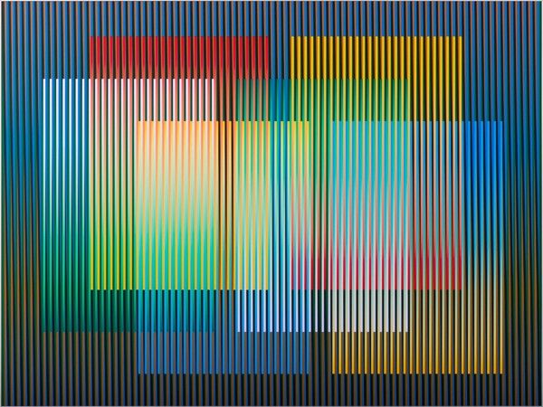 Carlos Cruz-Diez, Color Aditivo Panam 3, 2010, cromografia su alluminio, 60x80 cm.