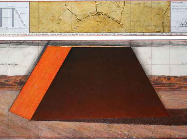 Christo, The Mastaba (Project for Abu Dhabi, United Arab Emirates), Drawing 2012 in 2 parts, 15 x 96