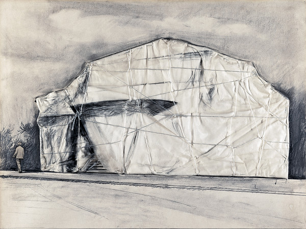 Christo, Kunsthalle Berne - Packed (Project for 50th Anniversary), Collage 1968, 22 x 28