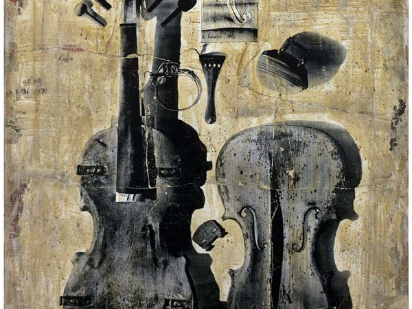 Hyena, Omaggio a Stradivari, 2010, tecnica mista su tela, cm. 120x100
