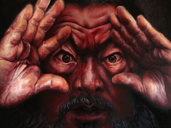 Badiucao, Ai, 2015, Olio su tela, 106 x 77 cm | © Badiucao