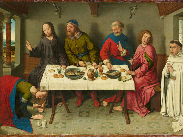 Dieric Bouts, Cristo in casa di Simone il Fariseo, 1440 circa, Olio su tavola di quercia, 61 x 40.5 cm, Berlino, Gemäldegalerie