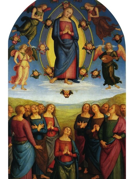 Perugino, Pala di Corciano (Tavola centrale), 1513 olio e tempera su tavola, tavola centrale 256 x 150 cm Corciano, Chiesa parrocchiale di Santa Maria Assunta