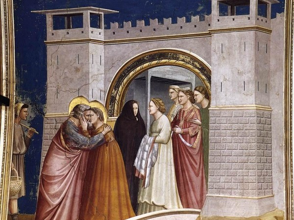 Giotto, Incontro di Anna e Gioacchino alla Porta d'Oro, 1303-1305 circa, Affresco, 200 x 185 cm, Cappella degli Scrovegni, Padova