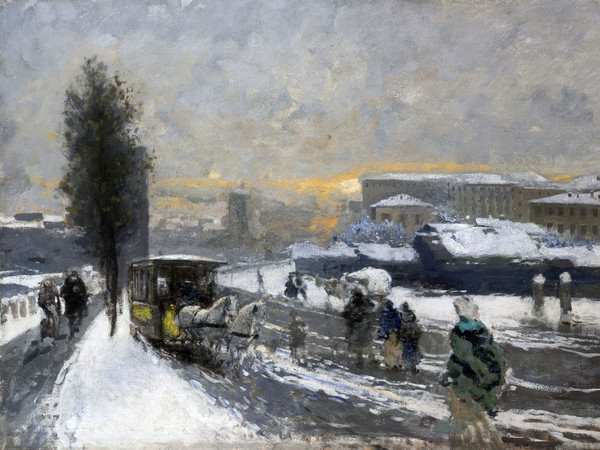 Mosè Bianchi, Neve a Milano, 1895. Olio su tavola, 48,5 x 73,5 cm