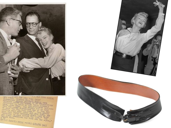 Cintura in pelle di Marilyn Monroe incluse foto originali stampa di archivio, Collezione Stampfer | Collage © Ted Stampfer