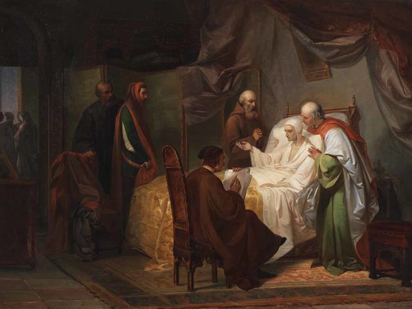 Eugenio Moretti Larese, Morte di Dante, olio. Pinacoteca Civica Treviso
