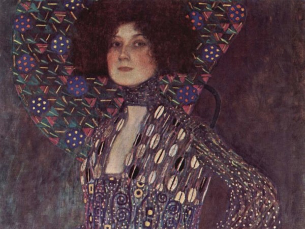 Klimt, Emilie Flo?ge, 1902. Designer di moda, imprenditrice e compagna di vita dell'artista, legata a lui, si dice, da un amore esclusivamente platonico.