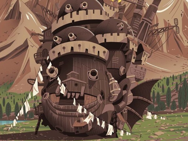 <em>Il castello errante di Howl</em> (<em>ハウルの動く城 Hauru no ugoku shiro</em>), Regia di Hayao Miyazaki, Serigrafia in edizione limitata, 1 esemplare di 100