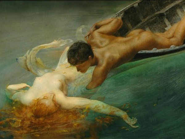 Giulio Aristide Sartorio, La Sirena, 1893, olio su tela applicata su tavola. Torino, GAM - Galleria d’Arte Moderna e Contemporanea