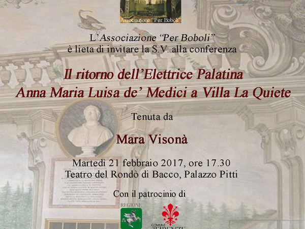 Il ritorno dell’Elettrice Palatina Anna Maria Luisa de’ Medici a Villa La Quiete