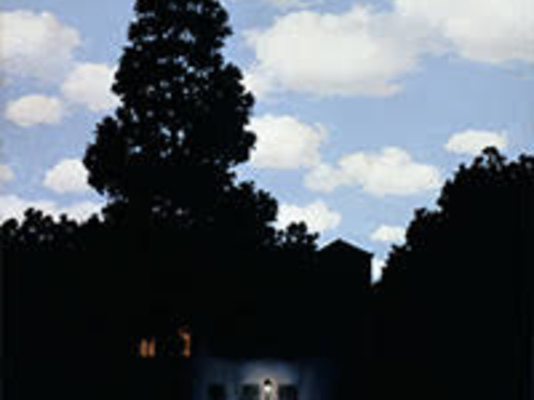 René Magritte, L’impero della luce (L’Empire des lumières), 1953–54, olio su tela, 195,4x131,2 cm. Collezione Peggy Guggenheim, Venezia René Magritte, L’impero della luce (L’Empire des lumières), 1953–54, olio su tela, 195,4x131,2 cm. Collezione Peggy Guggenheim, Venezia