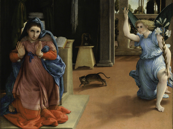 Lorenzo Lotto, <em>Annunciazione</em>, 1534-1535, olio su tela, 114 x 166 cm, Recanati, museo civico Villa Colloredo Mels