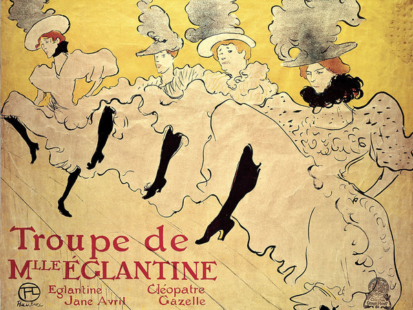 Henri de Toulouse-Lautrec, Troupe de Mlle Eglantine, 1896, lithographie au pinceau, au crachis et au crayon, en trois couleurs / Farblithographie, cm. 62,3x80,3