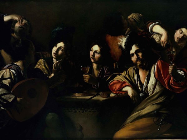 Bartolomeo Manfredi, Riunione di bevitori, c. 1619-1620, collezione privata