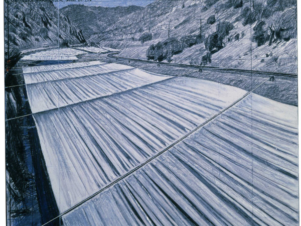 Christo, Over the River (Project for Arkansas River, State of Colorado), Collage 2010 in 2 parts: 12 x 30,5