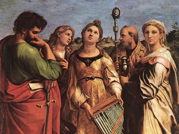 Raffaello Sanzio, <em>Estasi di Santa Cecilia fra i Santi Paolo, Giovanni Evangelista, Agostino e Maria Maddalena</em>, 1514<br />