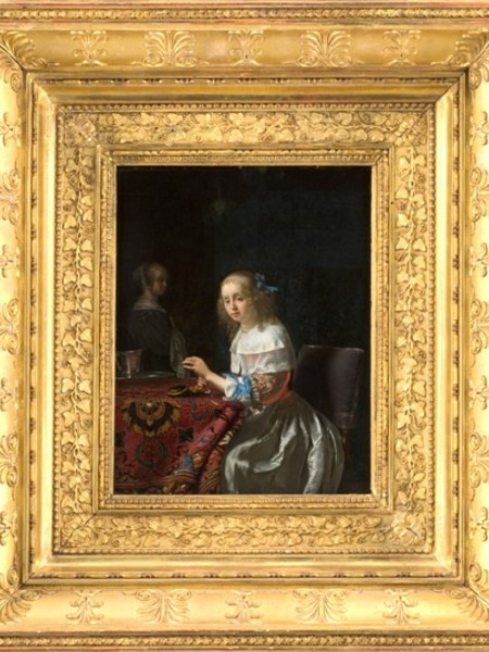 Frans van Mieris  Young Woman with Pearls, 1658, olio su tavola, 22x17 cm