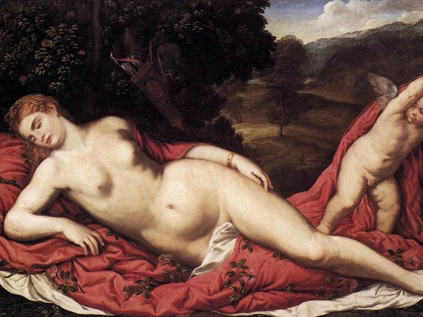 Paris Bordone, Venere dormiente con cupido, 1540-50, 86 × 137 cm, Galleria Giorgio Franchetti alla Ca’ d’Oro, Venezia